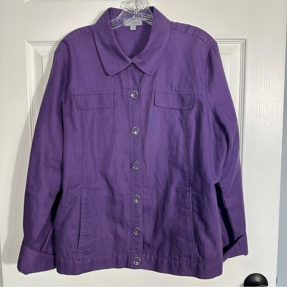 Amber Sun Collection size XL purple linen/cotton jacket, lightweight, fall - Picture 1 of 9